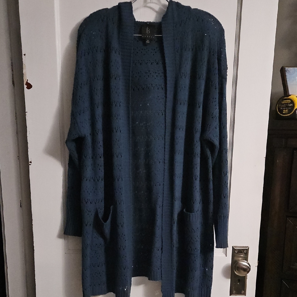Bobeau Teal Open-Front Cardigan